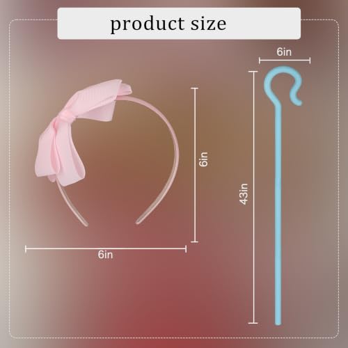 Luhiew Halloween Blue Hook Canes and Pink Bow Headband for Women's Halloween Party Dress Up - image 2