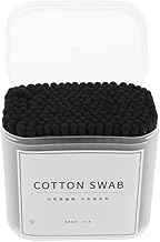 Perfeclan Pack of 200 Cotton Buds Wooden Sticks Ear Cleaning Ear Sticks Double Headed Cotton Buds for Makeup Polishing Cleaning Ears, Black