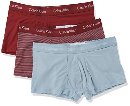 Calvin Klein Men's Cotton Stretch Low Rise Trunks, DOWNTOWN PINK, DOWNTOWN PINK/APRIL STRIPE, APRIL, Large