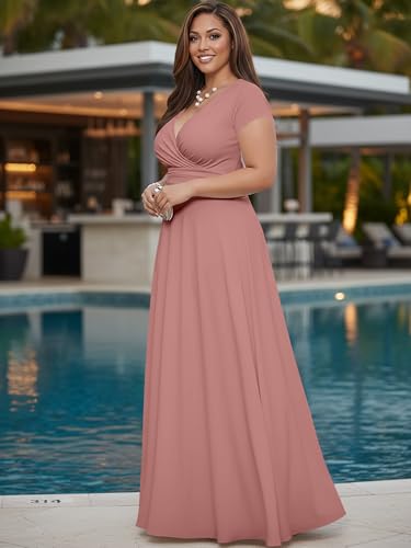 Image of KOH KOH Womens 2026 Sexy Cap Short Sleeve V-Neck Flowy Cocktail Gown
