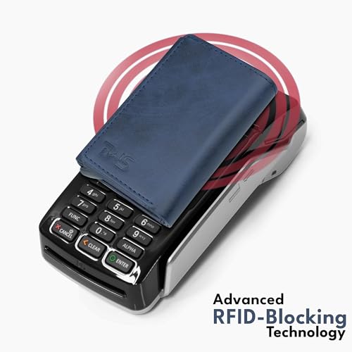 Image of The Wallet Store Maverick RFID Protected Minimalist Wallet, Pop-Up Cardholder, Scan-Proof Aluminium Case, Holds 8 Credit /Debit Cards, Slim Men's Wallet (Blue-D)