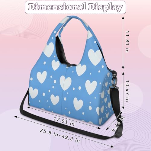 Yoga Bag for Women，Waterproof Polyester Gym Bag Detachable Strap,Shoe Pocket，Double Zipper,Geometric Pattern Design Duffel Bags2