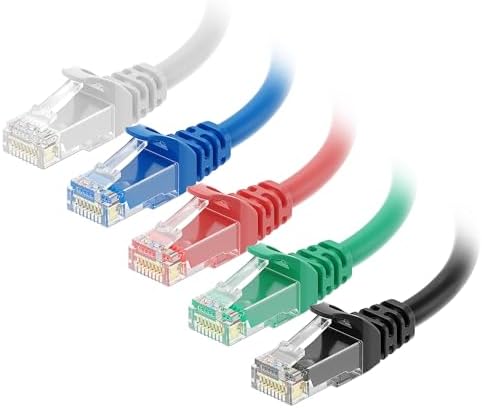 Cable Matters 160021 5-Feet Cat6 Snagless Ethernet Patch Cable, Pack of 5 (Black/Blue/White/Red/Green)