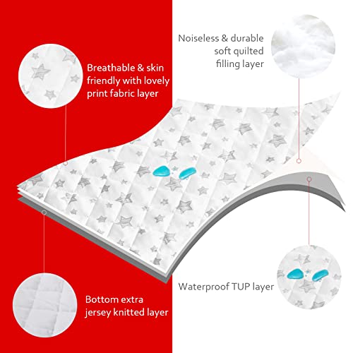 Moonsea GX-BH-175 Crib Mattress Protector Waterproof, Quilted Crib Mattress Pad Cover 52'' X 28'' Extra Soft Breathable Toddler Bed Cover Fitted Crib/Toddler Mattress Stretch Up To 8" thumb #3
