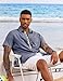 COOFANDY Men's Button Down Shirt Summer Beach Shirt Short Sleeve Untucked Shirt Dark Blue