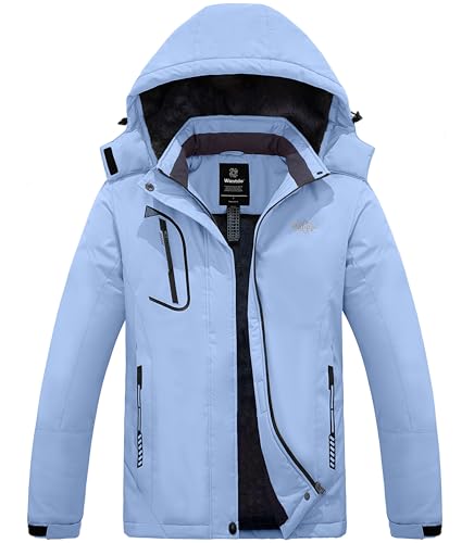 Image of Wantdo Women's Warm Ski Jacket with Fleece Waterproof Snowboarding Jacket Hooded Mountain Coat Windproof Raincoat