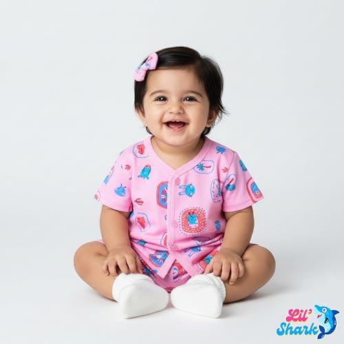 Image of Lil' Shark Baby Cotton T-Shirt & Shorts Set | 100% Pure Cotton Summer Wear for Baby Boys & Girls | Soft, Breathable Infant Casual Outfit | Printed T-Shirt with Shorts Set