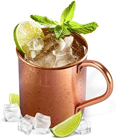 Moscow Mule Mugs, Pure Copper Mugs with Riveted Handles, Unlined Authentic Moscow Mule Mugs, Includes 15 Moscow Mule Recipes and 100 Variations, 22oz Capacity - Solid Copper