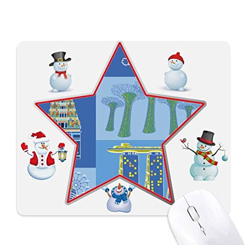 Tapis de souris Singapour bonhomme de neige pour le télétravail