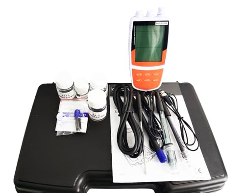 HFBTE Multiparameter Water Quality Analyzer Tester Meter for Measuring PH ORP ISE Conductivity TDS Salinity Resistivity and DO with USB Communication Interface 500 Data Memory Backlit LCD Display