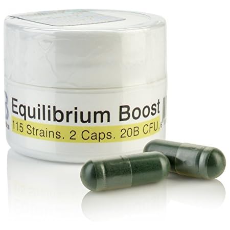 Equilibrium Boost MegaDose Probiotic Supplement High Dose Starter with Prebiotic – 20 Billion CFU Time Release - 2 Easy to Swallow Capsules - Highest Strain Count in The World - 115-Strains