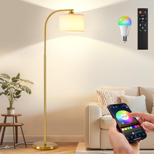 KQW Floor Lamp for Living Room with Remote,Dimmable Tall Standing