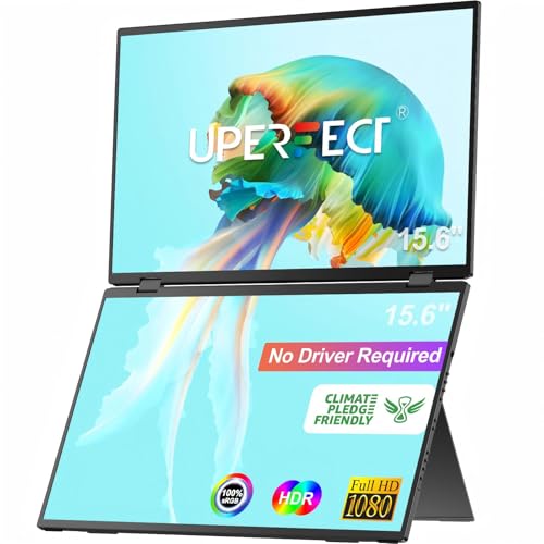 Image of UPERFECT Delta 15.6 inch Dual Portable Monitor for Laptop Screen Extender 1080P HDR 360 Folding Stacked Triple Monitor with Stand for Laptop PC Phone Game Console (No Driver Needed)