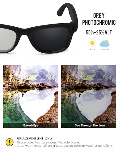 Image of BLAZERBUCK Photochromic Replacement Lenses Compatible with Ray-Ban Meta Wayfarer RW4006 | RW4012 (Gen 2) 50mm Smart Glasses