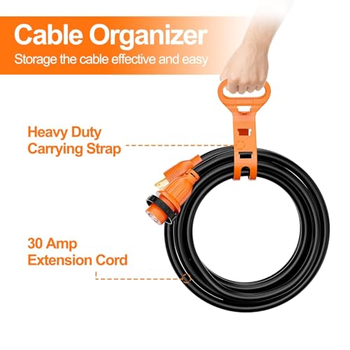 UEAKPIC 30 Amp Generator Power Cord 15ft and Inlet Box Kit, NEMA L14-30P to L14-30R Twist Lock with Organizer for RV, Outdoor by UEAKPIC - Image 8