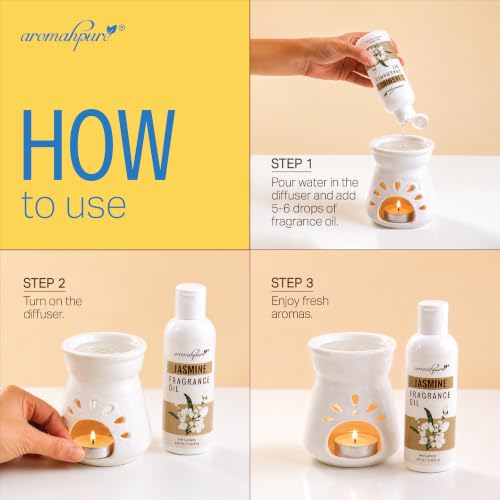 Image of Aromahpure Jasmine Aroma Oil | 100ml Undiluted & Natural | Long-Lasting Scent for Aromatherapy, Candle & Soap Making, Diffusers, Room Freshener, Humidifier, Bathroom Revitalizer & Home Essentials
