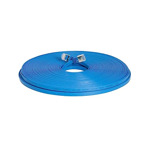 Cable Ethernet Cat7 plano 6 ft con conector RJ45 azul miniatura 5