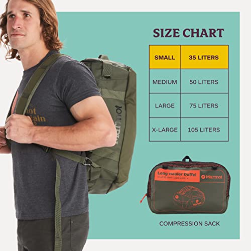 Marmot Unisex Long Hauler Travel Duffel Bag | Durable, Weather- Resistant | 2300ci (35 Liter), Nori, Small
