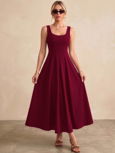 Image of Solid Fit and Flared Round Neck Midi Dress for Women's & Girl's