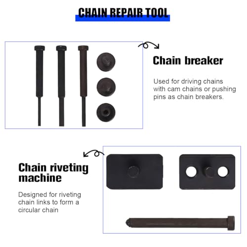 Image of Motorcycle Chain Brake Tool Kit, 13PCS Motorbike Chain Braker Set with C Frame 3 Anvils 4 Brake Tips, Dirtbike Link Repair Removal Tool, Fit for Cam & 25 to 630 Chains