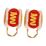 Beaupretty 2 Piezas Disfraz Halloween para Mascotas Pequeñas Ropa de Perro y Gato Forma de Hamburguesa y Perrito Caliente Suave Algodón Térmico Talla S Cómodo y Divertido para Fiestas y