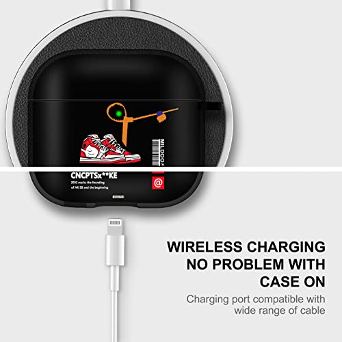 Ejmm For Airpods 3Rd Generation Case, Cool Sports Shoes Design Tpu Protective Accessories Skin With Keychain Compatible With Airpods 3Rd Generation For Men Boys Teen Girls,Black Red Shoes #TOP3