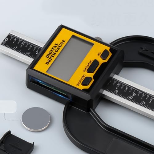 Digitaler Tiefenmesser, 0,01 Mm Auflösung, LCD-Display, Digitaler Höhenmesser mit Magnetfuß, Einheitenumrechnung, Holzbearbeitungs-Höhen- und Tiefenmesswerkzeug für Oberfräsentisch