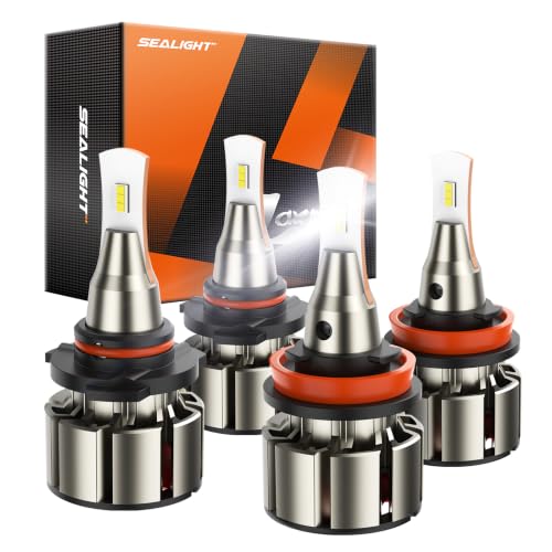 Image of SEALIGHT 9005 H11 LED Bulbs, L2 HB3 H8 H9 24,000LM Super Brightness 6000K Cool White Fog Bulbs, IP68 Waterproof, Plug and Play, 15000RPM Turbo Fan, 60000Hrs Lifespan, 1:1 Size, Pack of 2