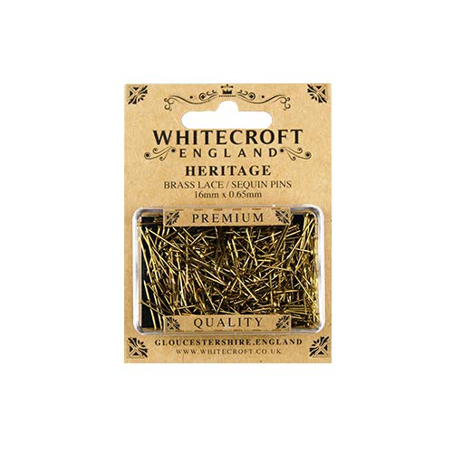 Whitecroft Heritage Brass Lace/Sequin Pins 16mm x 0.65mm