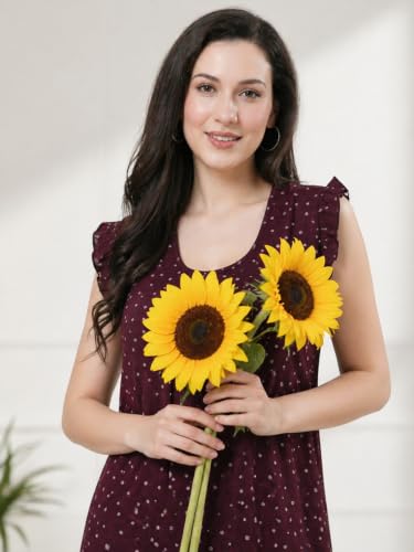 Image of CLOUD SOFT Women's Viscose Blend Comfort Short Nighty with Side Pockets (CS5001)