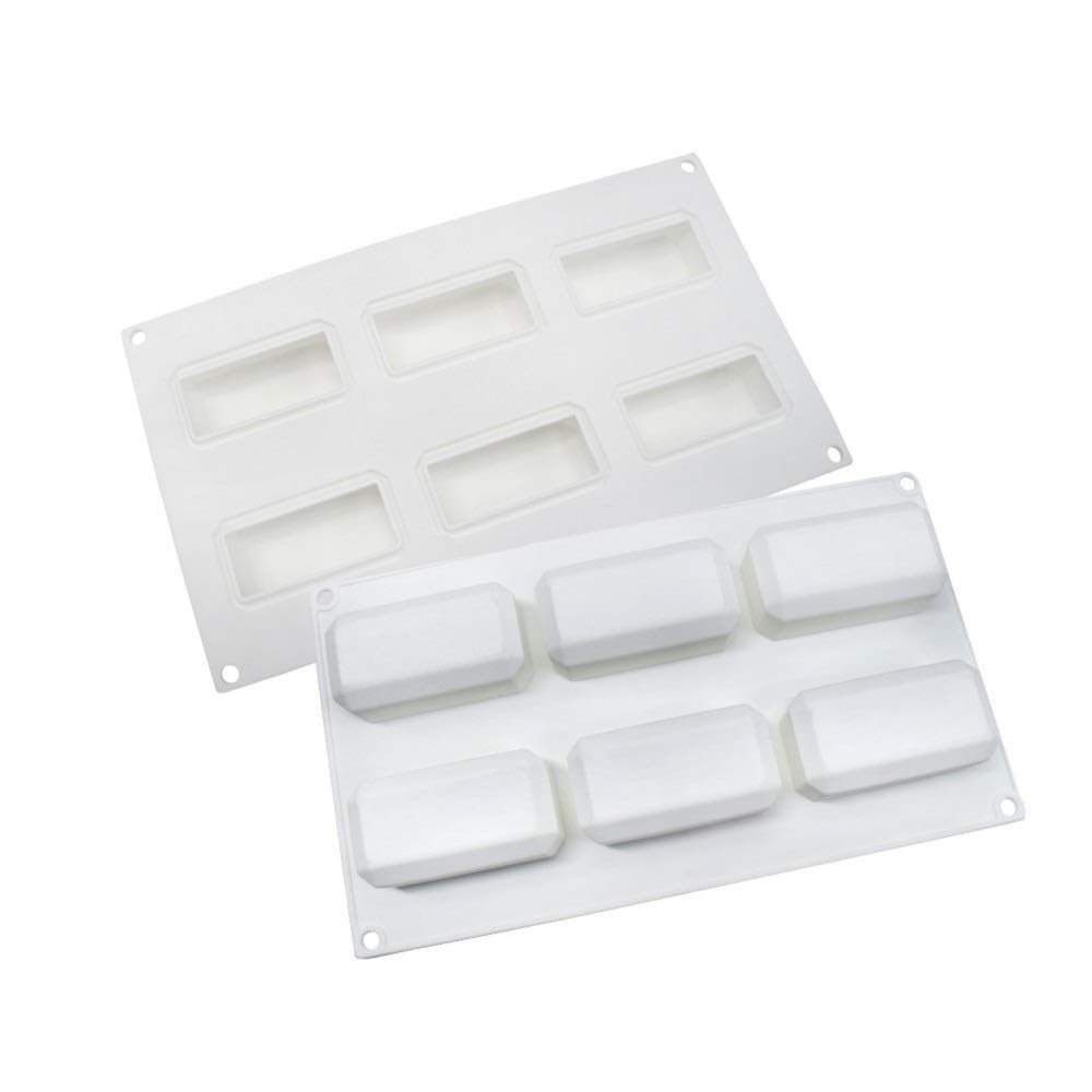 Moule à Gâteau En Silicone 2 Trous Motif Carré - 30x17x0,8 Cm, Blanc, Supporte -40°C à 230°C, Sans BPA - 14