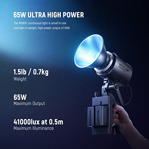 Image of NEEWER MS60C 65W RGB COB Video Light with 2.4G /Application Remote Control, Continuous RGB LED Lighting, Bowens Mount Photo Studio Light