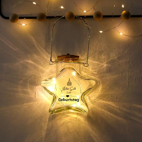 LED Wunscherfüller Geldgeschenk Geburtstag Dekoflasche, Geldgeschenke Verpackung Geburtstag mit Schatztruhe & Geburtstagskarte, Geldgeschenk Verpackung, Geburtstagsgeschenk für Frau Mann