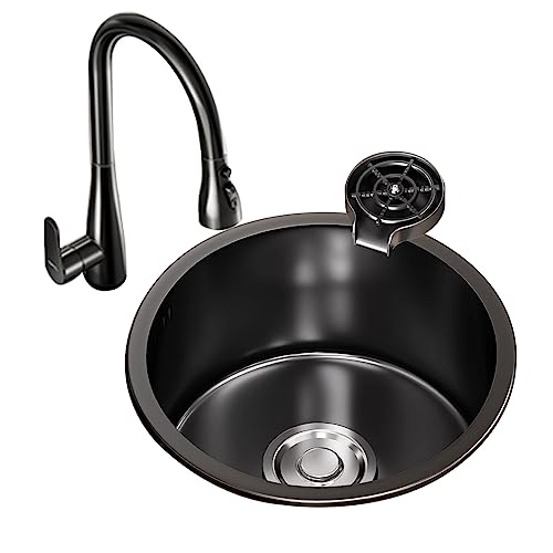 Évier de cuisine en acier inoxydable 304 cuve ronde et robinetterie premium
