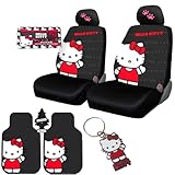 Yupbizauto New Plasticolor Hello Kitty Core Auto Car Truck SUV Accessories Pink Paw Headrest Covers Interior Combo Kit Bundle Gift Set