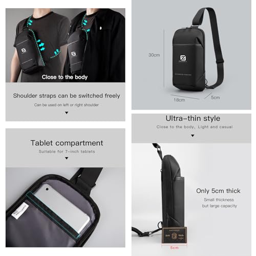 ZhaoCo Crossbody Backpack for Men Women Multipurpose Fashion Lightweight Chest Shoulder Bag Sling Bag For Cycling Holidays Party Travel Daypack Black2