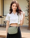 Prite Cross Body Bag for Women Shoulder Bag with Adjustable Wide Strap Leather Handbag with Card Slots Quilted Crossbody Bag for Work Shopping Travel (Green) - Image 7