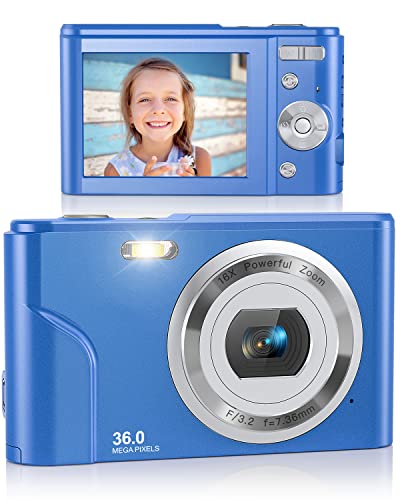 Digital Camera, Lecran Fhd 1080P 36.0 Mega Pixels Vlogging Camera With 16X Digital Zoom, Lcd Screen, Compact Portable Mini Cameras For Students, Teens, Kids (Blue) #TOP7