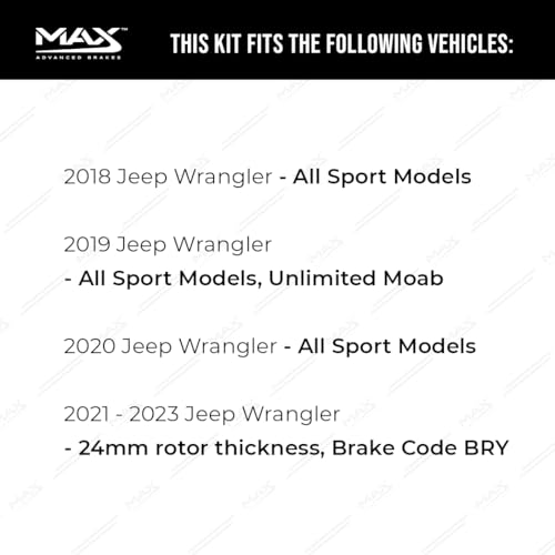 Image of Max Advanced Brakes Front Brake Kit Compatible With 2018 2019 2020-2023 Jeep Wrangler w /0.94 inch rotor thickness Replacement Geomet Coated OE Disc Brake Rotors and Ceramic Brake Pads