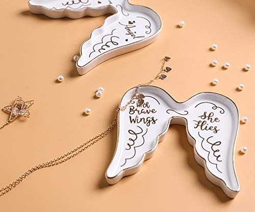 Miniatura 4 de Stephanie Imports Plato de cerámica con forma de ala de ángel con alas valientes She Flies y plato decorativo para joyas