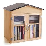 KERUYUNLA 2-Tier Outdoor Little Library Book Exchange Box - Durable Weatherproof Solid Wood Cabinet with Adjustable Shelves & Rust-Proof Hardware for Community, Schools & Neighborhood Sharing