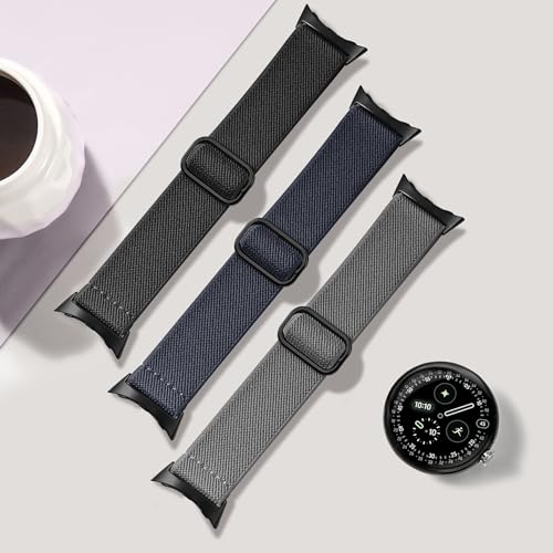 Tovimall Nylon Bands Compatible with Google Pixel Watch 4/3 45mm Watch Band,Elastic Adjustable Straps Soft Sport Wristbands Replacement for Pixel Watch 3 45mm Men Women(3 Pack) by Tovimall - Used condition - Image 4