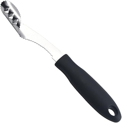 Yiasangly Jalapeño - Descorazonador de pimienta de acero inoxidable, herramienta de cocina con rebanada dentada y mango de goma para barbacoa,
