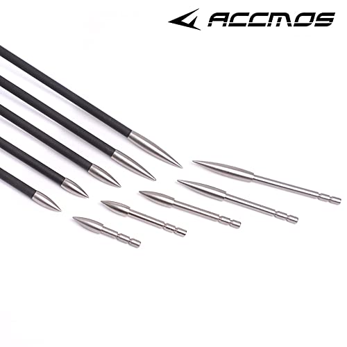Accmos 12Pc 80 100 120 150 200 Grain Stainless Steel Arrow Head Arrowhead Bullet Point Glue-In For Id 4.2Mm .165" Carbon Arrow Shafts Diy Archery Accessory #TOP3