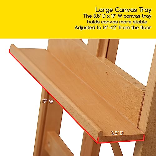 Meeden Art Painting Easel - Solid Beechwood H-Frame Studio Easel Stand, Artist Adjustable Floor Easel For Painting Adults, Beginner & Artists, Painter Wooden Easel Holds Canvas Art Up To 48" #TOP3