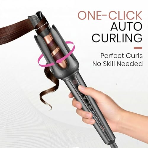 Image of VGR V-581 Professional Automatic Hair Curler | Ceramic Coating | 32mm Barrel | 5 Temp Settings (130-210C) | Dual Rotation | Fast Heating | Auto Shut-Off | Black | 2-Year Warranty