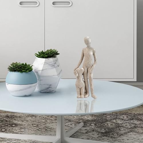 Estatua decorativa de hombre y perro para hogar moderno miniatura 3