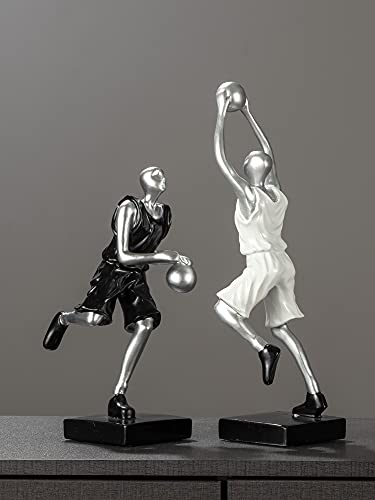 Basketball Athlete Resin Crafts Figure Sculpture Statue Ornaments Birthday Gift (White) #TOP6
