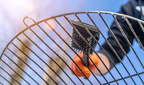 Grillbürste für Gusseisen 3 in 1 mit Spatel und Reinigungswatte für Gasgrill oder Kohlegrill | Grillreinigungsbürste Barbecuebürste Schwarz