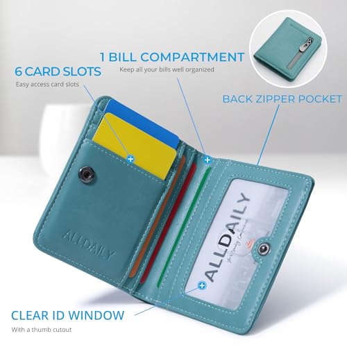 Alldaily Small RFID Wallet for Women Slim Compact Bifold Pocket Ladies Travel Mini Purse (Purist Blue)4